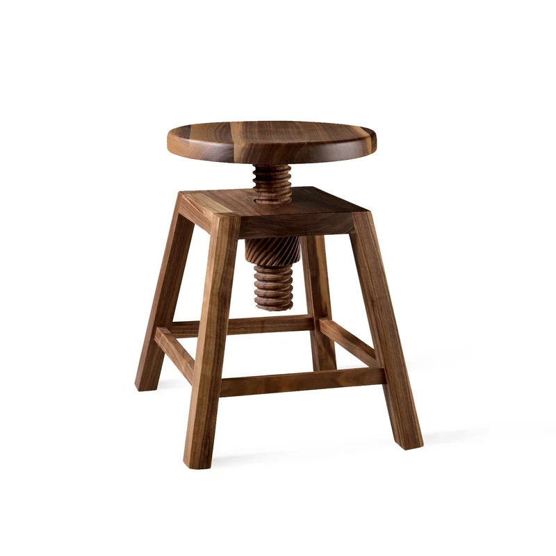 Walnut Wood Adjustable Stool INVITO Short by Dale Italia