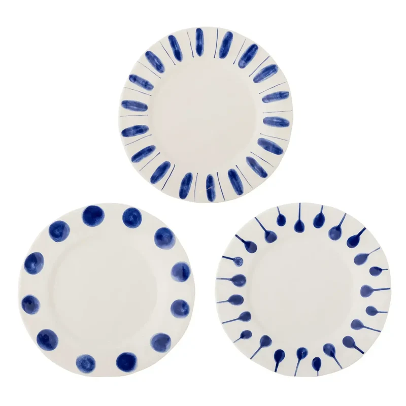 Borden blauw Linora 28cm - set van 3