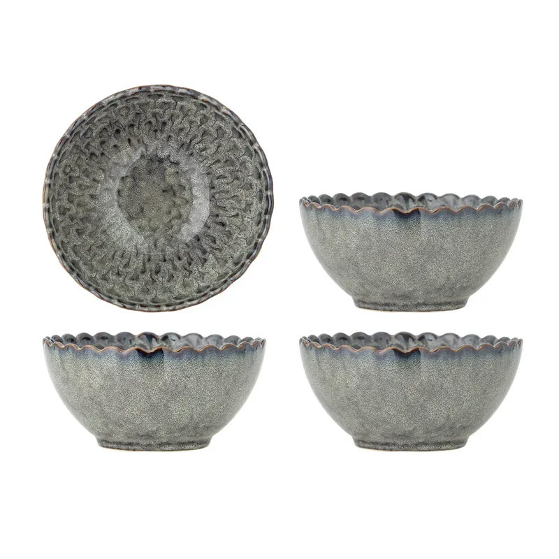 Kom grijs Katrina 15cm - 4 stuks