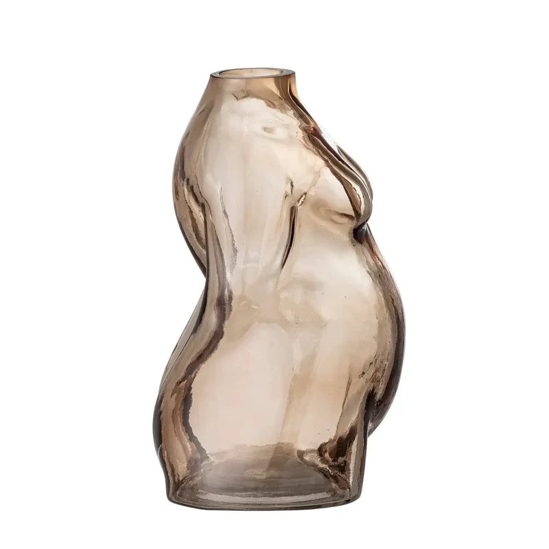 Vaas glas bruin Evie 19cm