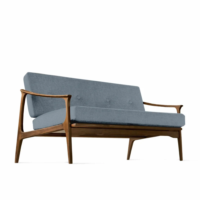Natural Walnut Wood Two-Seater Sofa QUIETE by Dale Italia