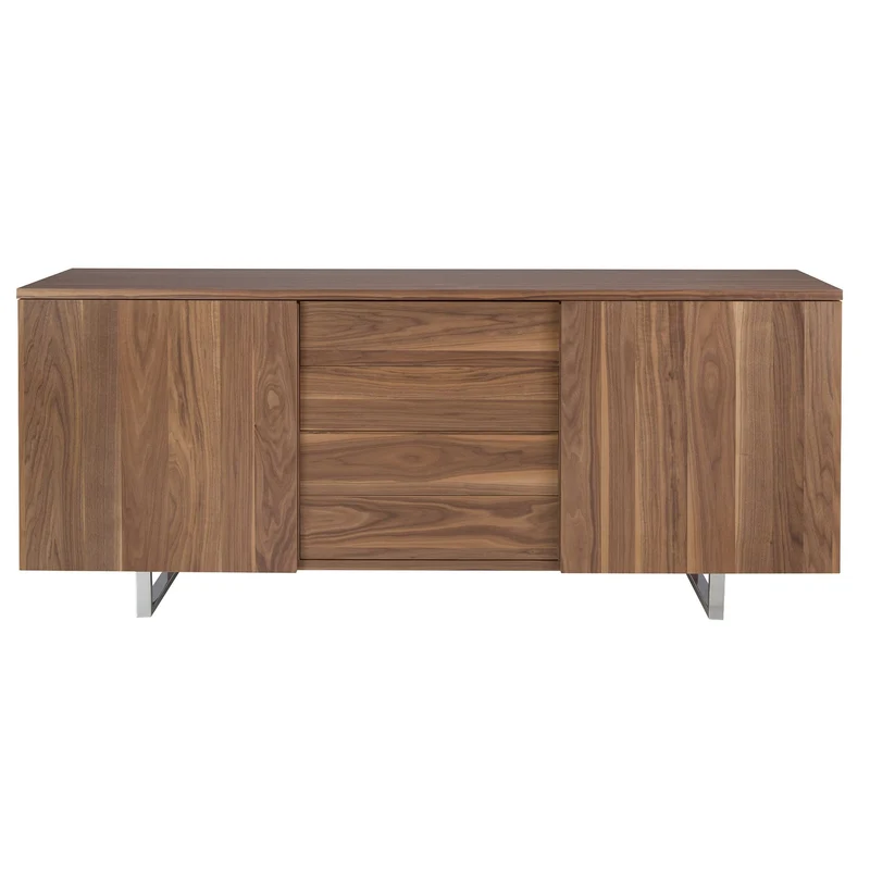 Credenza noce e acciaio cromato