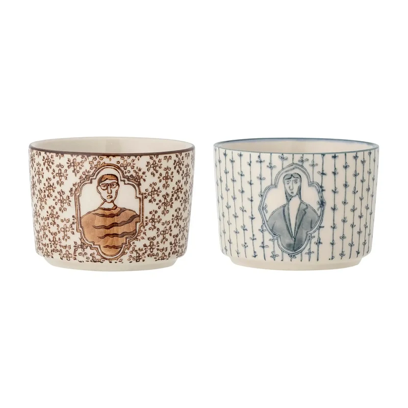 Schaal aardewerk blauw Tonia 9cm - set van 2