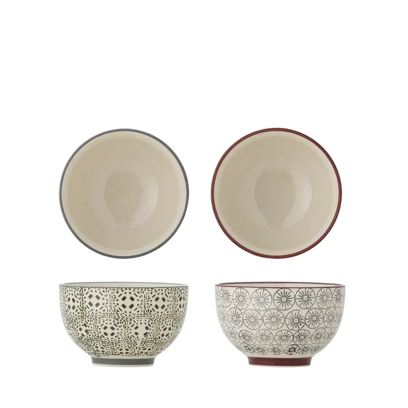 Schaal aardewerk groen Karine 10cm - set van 2