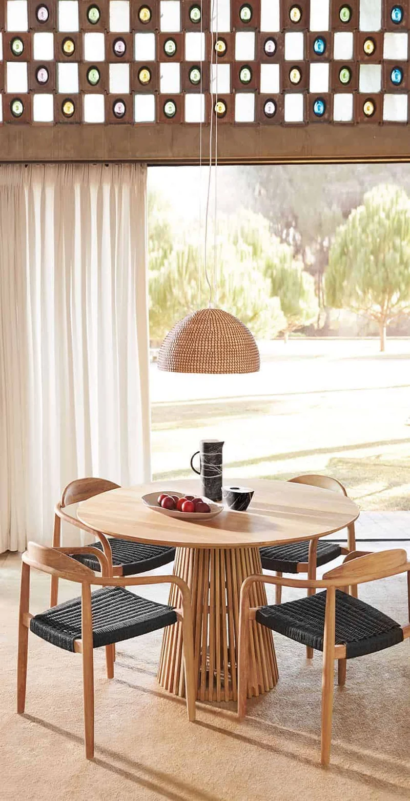 Tavolo IKARIA in legno massello di teak naturale Ø 120cm
