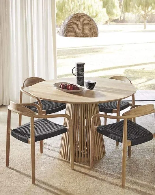 Sedia NINA in legno massello di acacia e corda grigio antracite