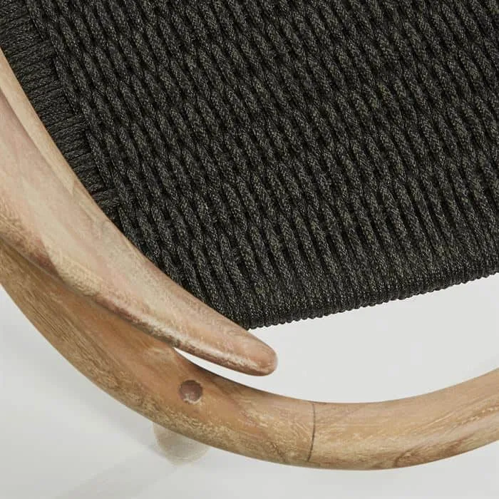 Sedia NINA in legno massello di acacia e corda grigio antracite