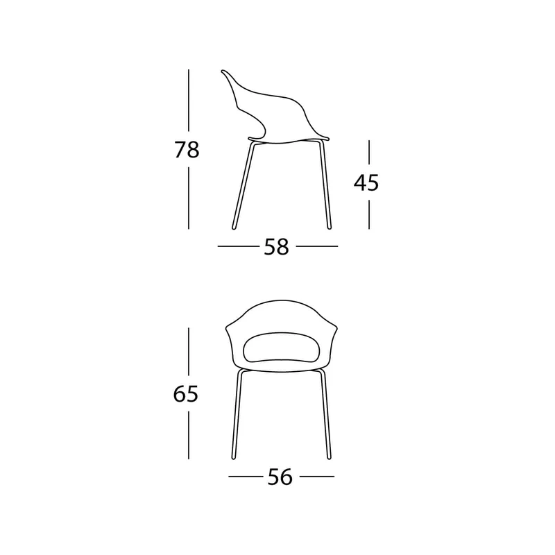 Set 4 sedie LADY B Tecnopolimero Gambe Acciao Cromato / Verniciato