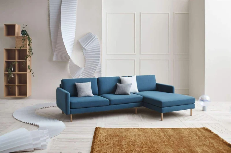 Divano 4 posti Scandinavia Remix 300cm - Tessuto Fawn / Gambe Nere
