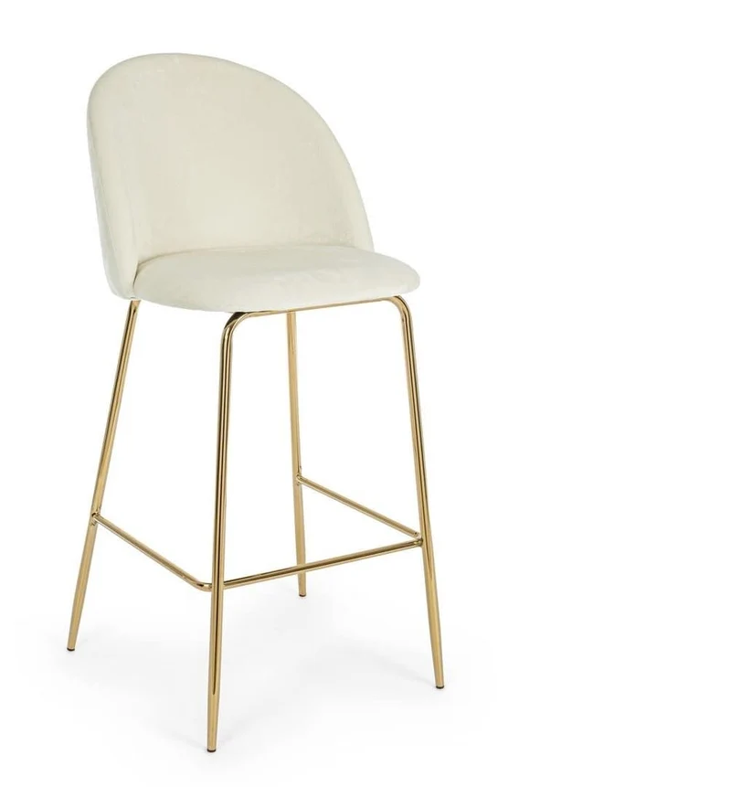 Set 2 Sgabello bar CARRY Velluto bianco