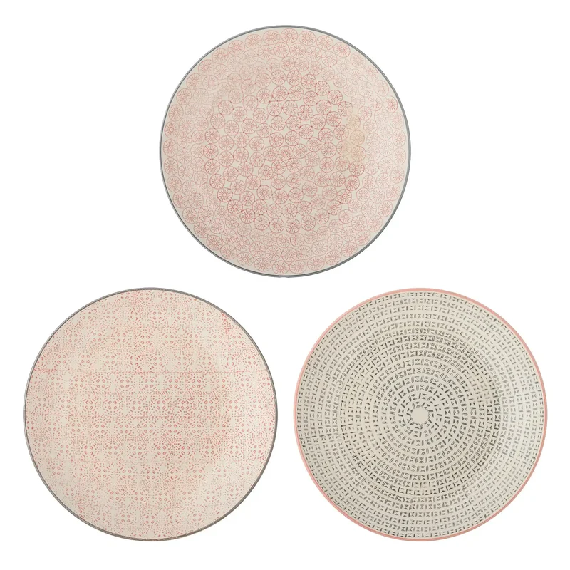 Bord aardewerk rose Cécile - set van 3