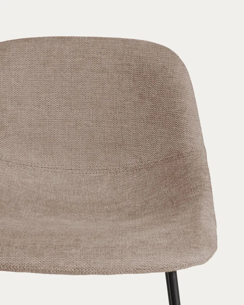 Hocker Zahara mit brauner Chenille und Stahlbeinen mit schwarzem Finish, 65 cm, FSC 100 %