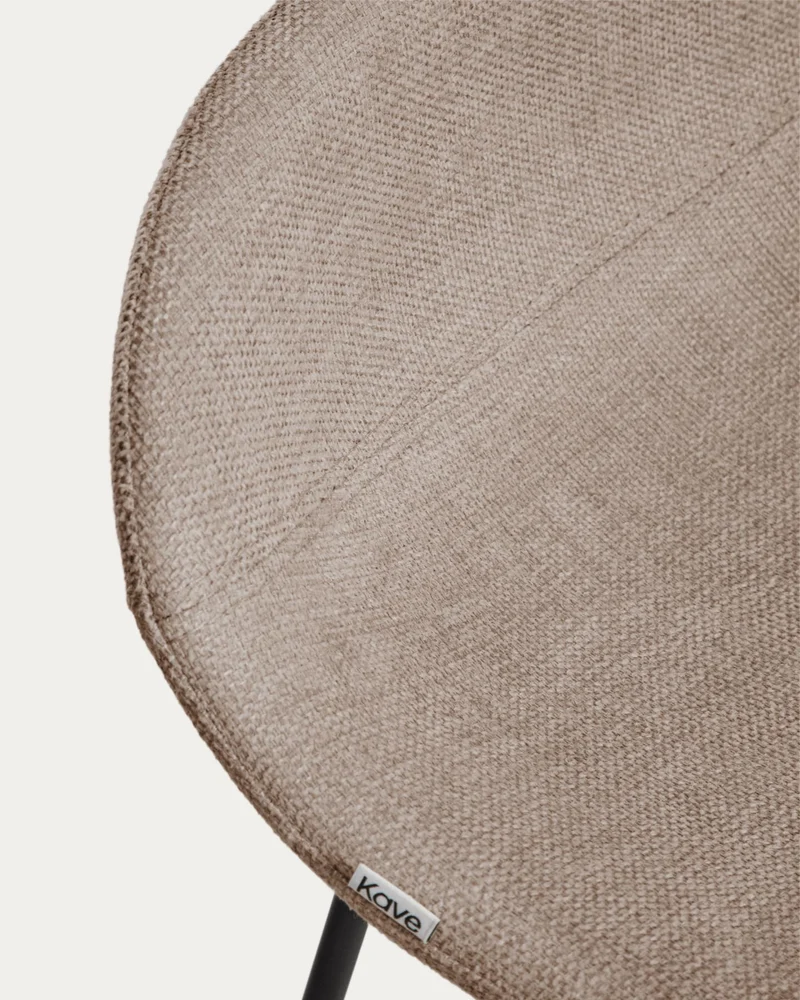 Hocker Zahara mit brauner Chenille und Stahlbeinen mit schwarzem Finish, 76 cm, FSC 100 %