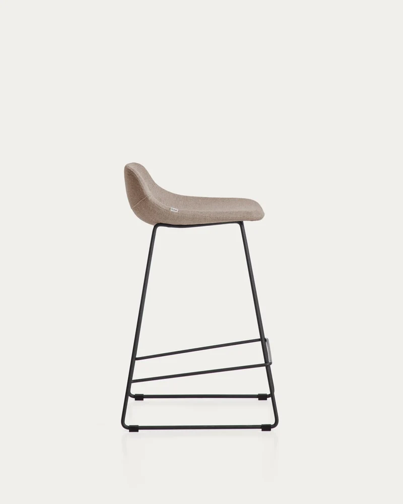 Hocker Zahara mit brauner Chenille und Stahlbeinen mit schwarzem Finish, 76 cm, FSC 100 %