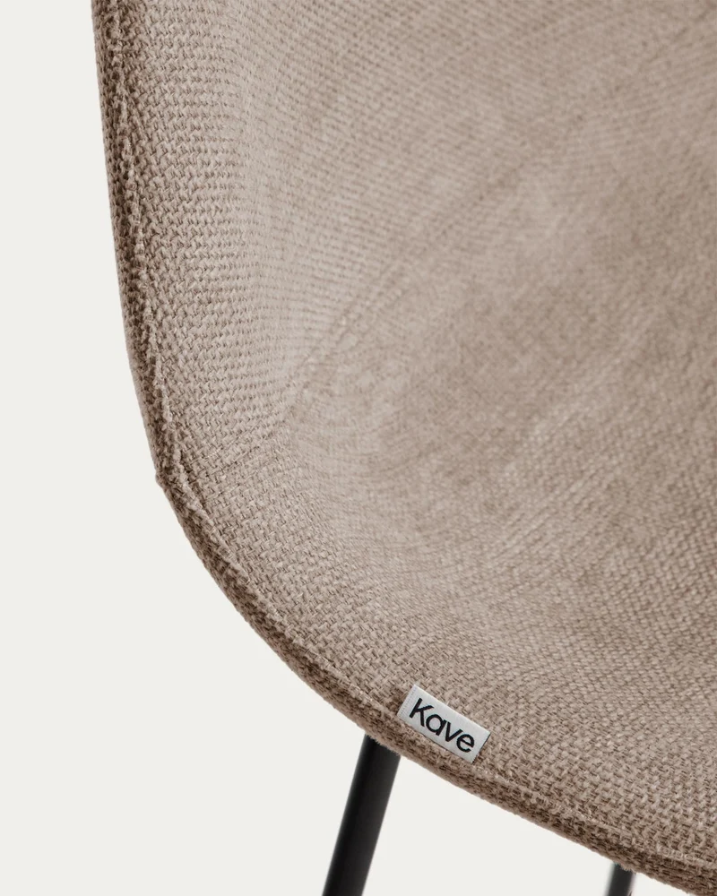 Hocker Zahara mit brauner Chenille und Stahlbeinen mit schwarzem Finish, 76 cm, FSC 100 %
