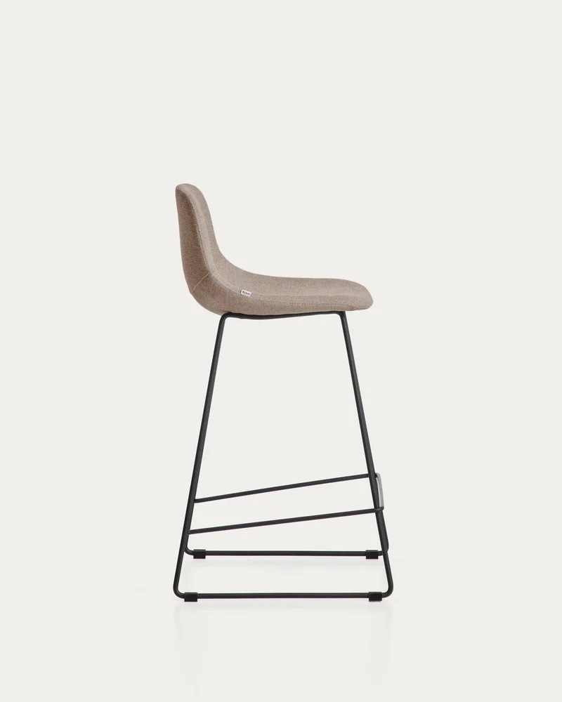 Hocker Zahara mit brauner Chenille und Stahlbeinen mit schwarzem Finish, 76 cm, FSC 100 %