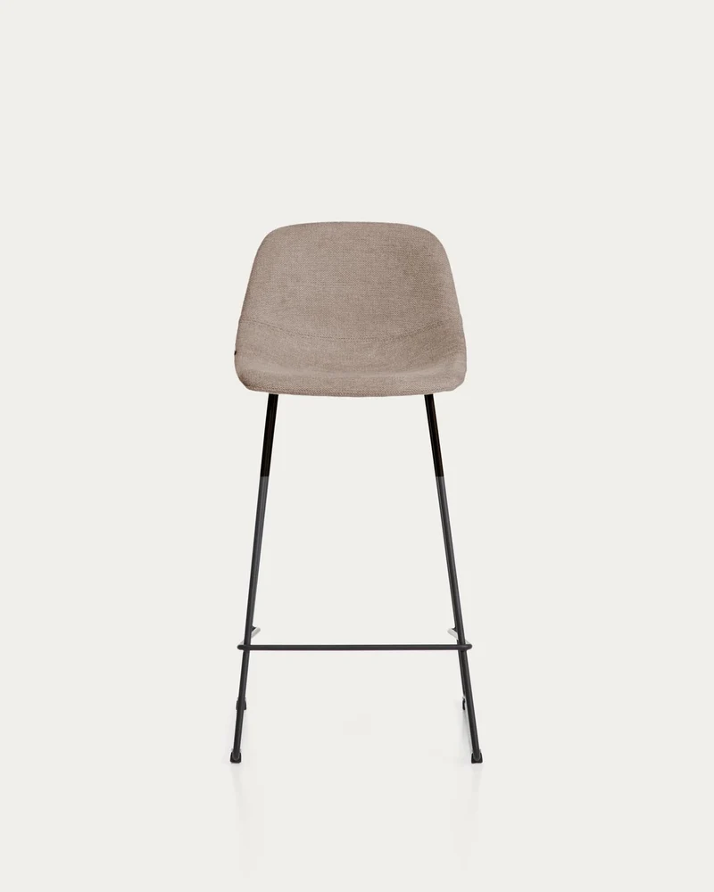 Hocker Zahara mit brauner Chenille und Stahlbeinen mit schwarzem Finish, 76 cm, FSC 100 %