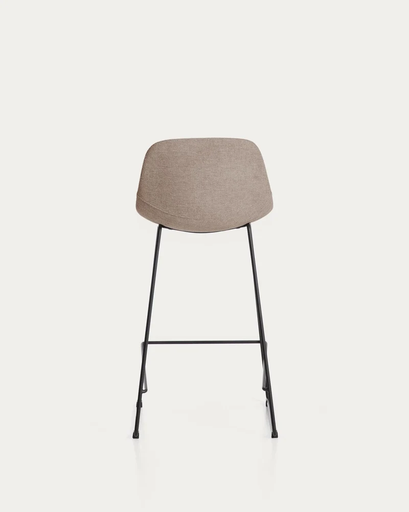 Hocker Zahara mit brauner Chenille und Stahlbeinen mit schwarzem Finish, 76 cm, FSC 100 %