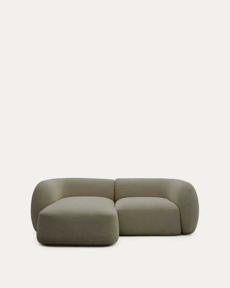 2-Sitzer-Modularsofa Martina mit Chenille und Chaiselongue links in Grün 230 cm