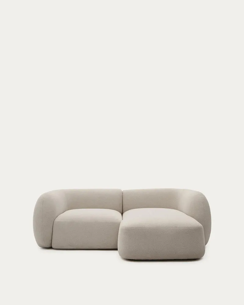 2-Sitzer-Modularsofa Martina mit Chenille und Chaiselongue rechts in Steinton 230 cm
