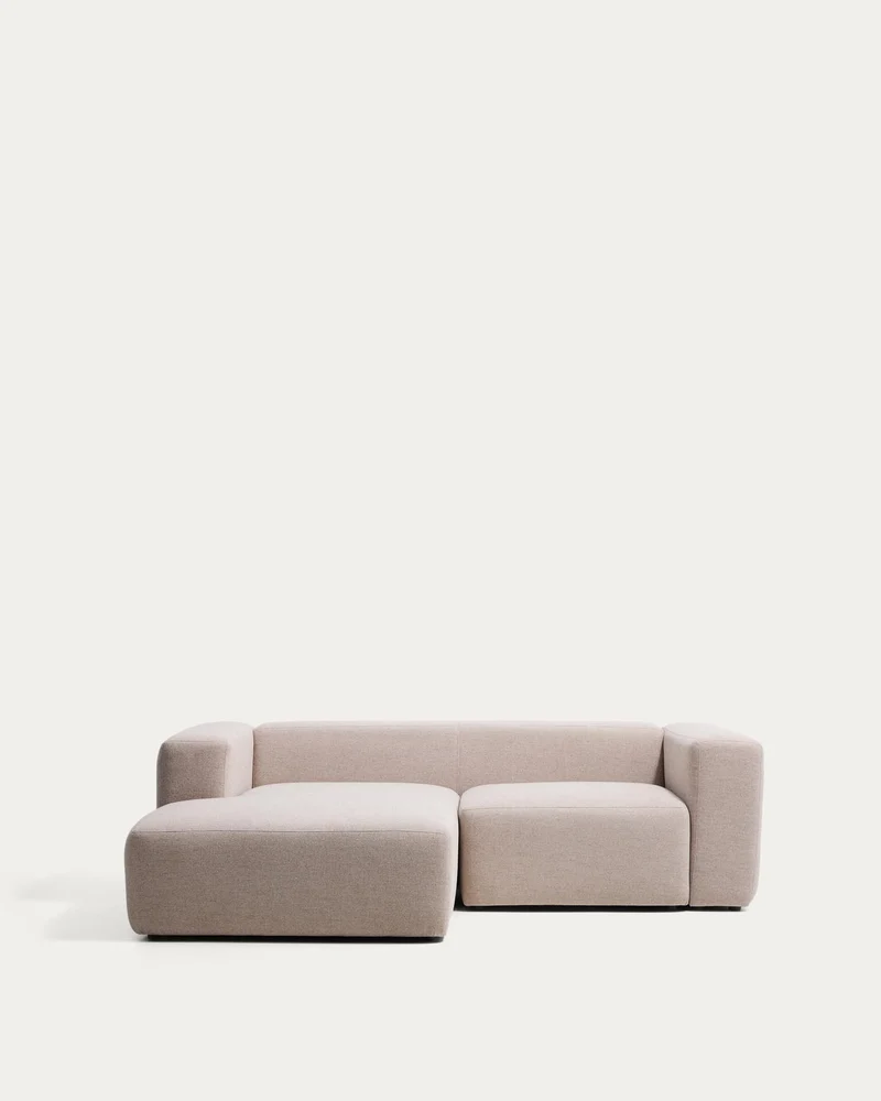 2-Sitzer-Sofa Blok mit Chaiselongue links in beiger Chenille, 240 cm, FSC Mix Credit
