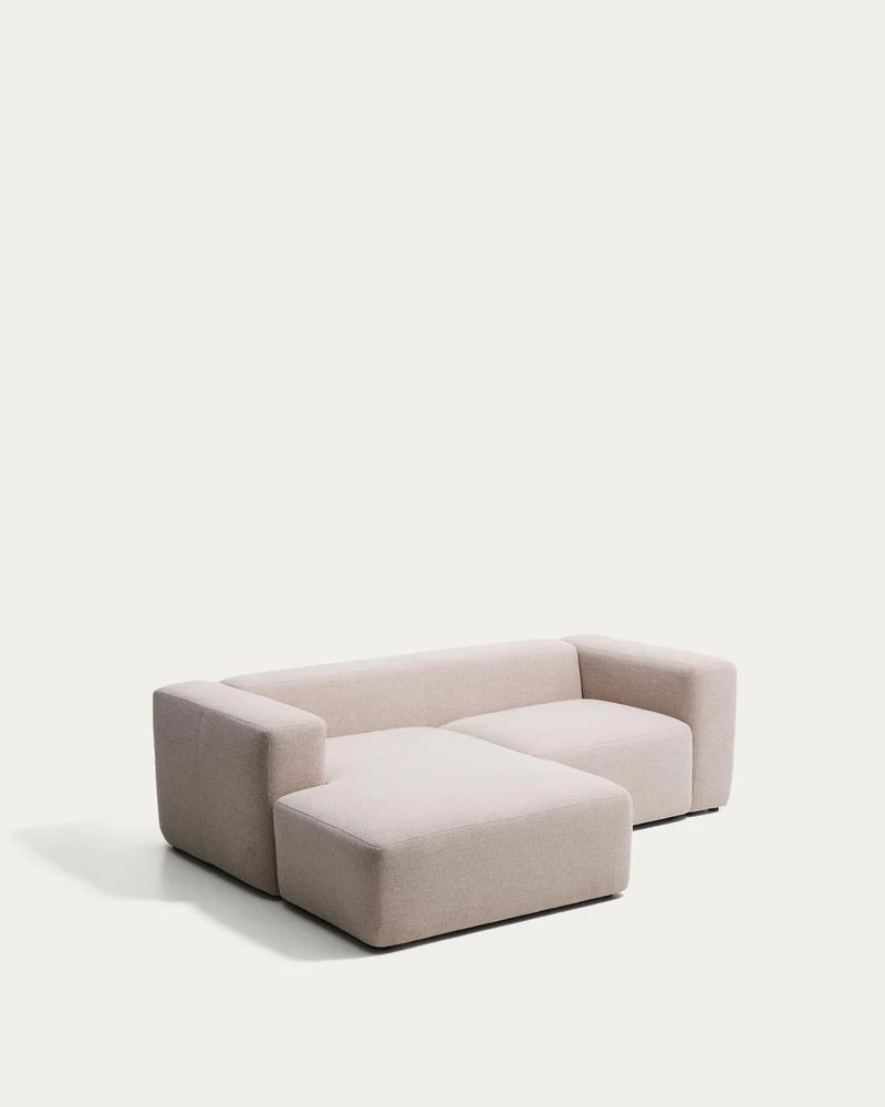 2-Sitzer-Sofa Blok mit Chaiselongue links in beiger Chenille, 240 cm, FSC Mix Credit