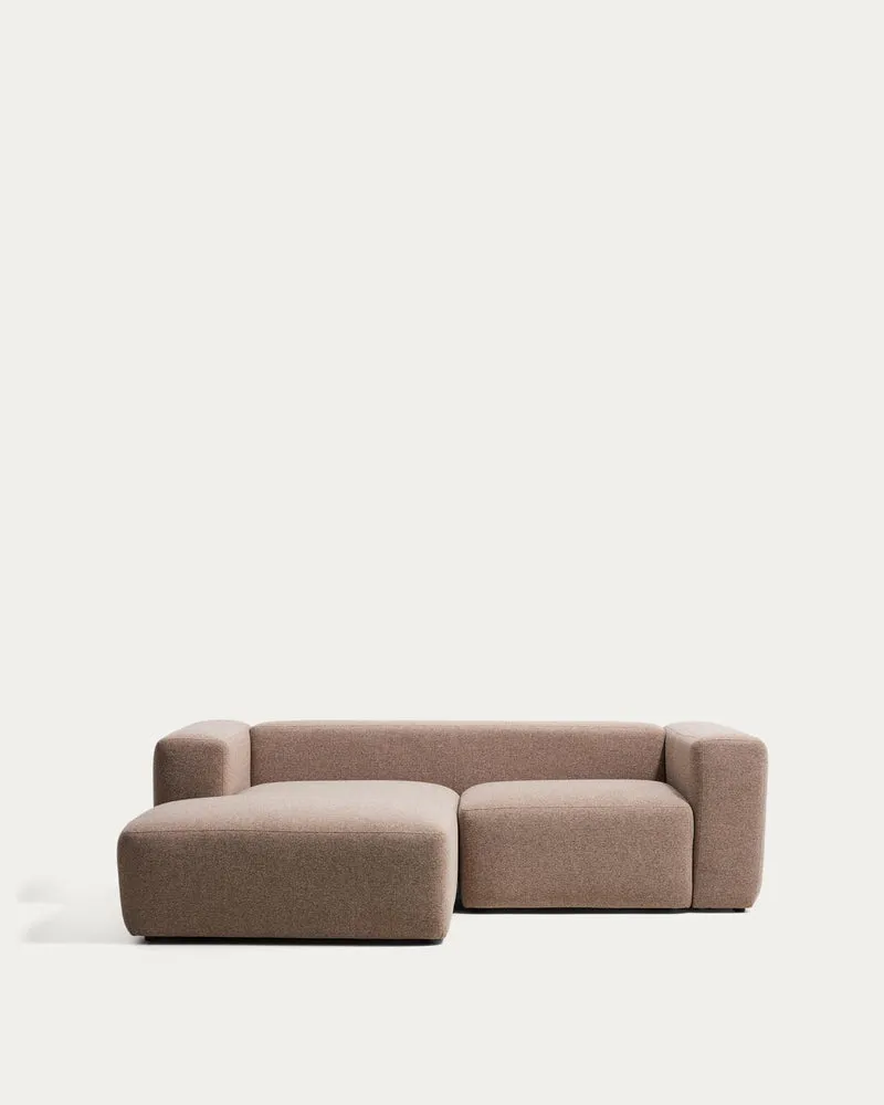 2-Sitzer-Sofa Blok mit Chaiselongue links in brauner Chenille, 240 cm, FSC Mix Credit
