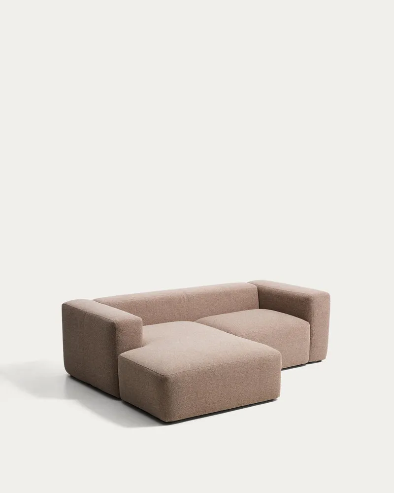 2-Sitzer-Sofa Blok mit Chaiselongue links in brauner Chenille, 240 cm, FSC Mix Credit