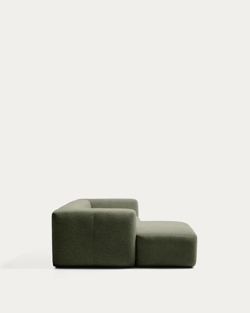 2-Sitzer-Sofa Blok mit Chaiselongue links in moosgrüner Chenille, 240 cm, FSC Mix Credit