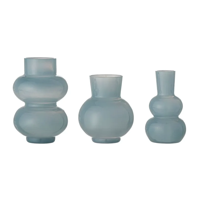 Vaas glas blauw Kinsie - set van 3