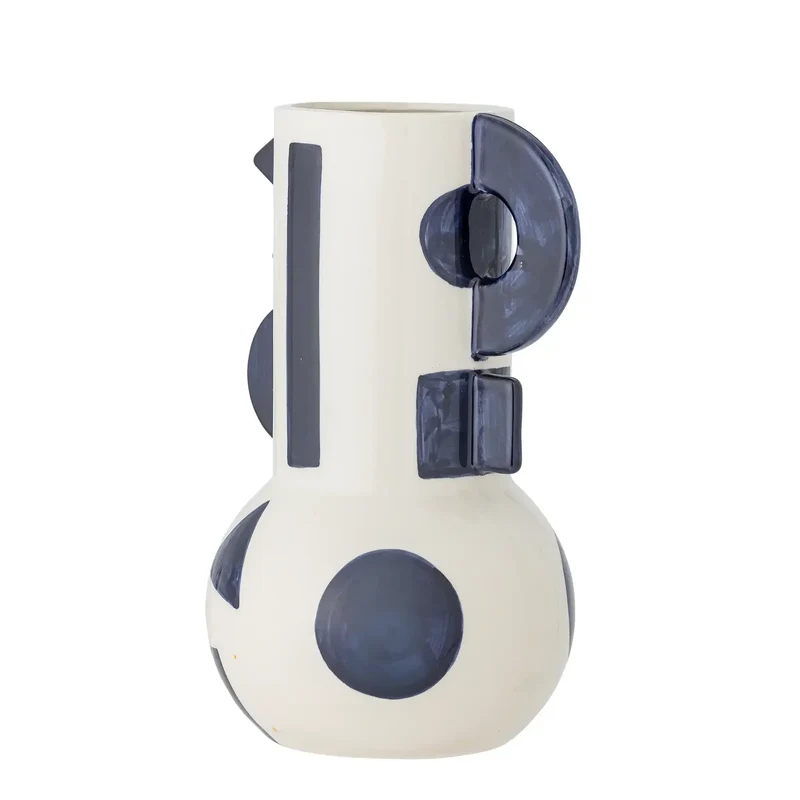 Vaas aardewerk blauw Graphica 24cm