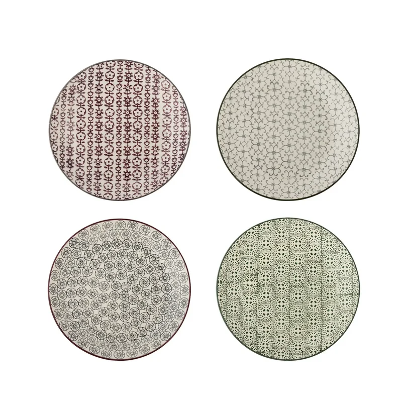 Bord aardewerk groen Karine - set van 4
