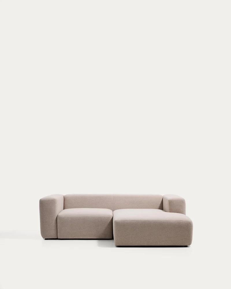 2-Sitzer-Sofa Blok mit Chaiselongue rechts in beiger Chenille, 240 cm, FSC Mix Credit