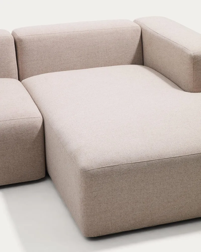 2-Sitzer-Sofa Blok mit Chaiselongue rechts in beiger Chenille, 240 cm, FSC Mix Credit