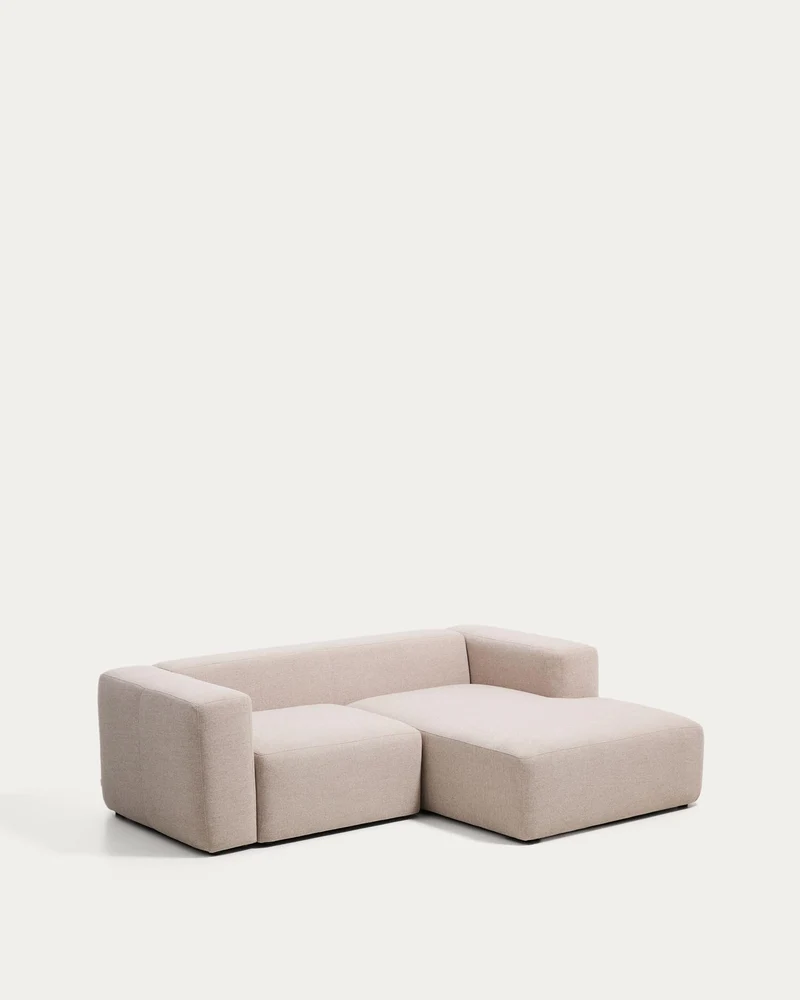 2-Sitzer-Sofa Blok mit Chaiselongue rechts in beiger Chenille, 240 cm, FSC Mix Credit