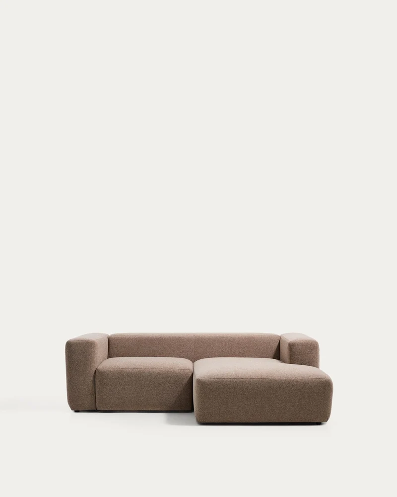 2-Sitzer-Sofa Blok mit Chaiselongue rechts in brauner Chenille, 240 cm, FSC Mix Credit