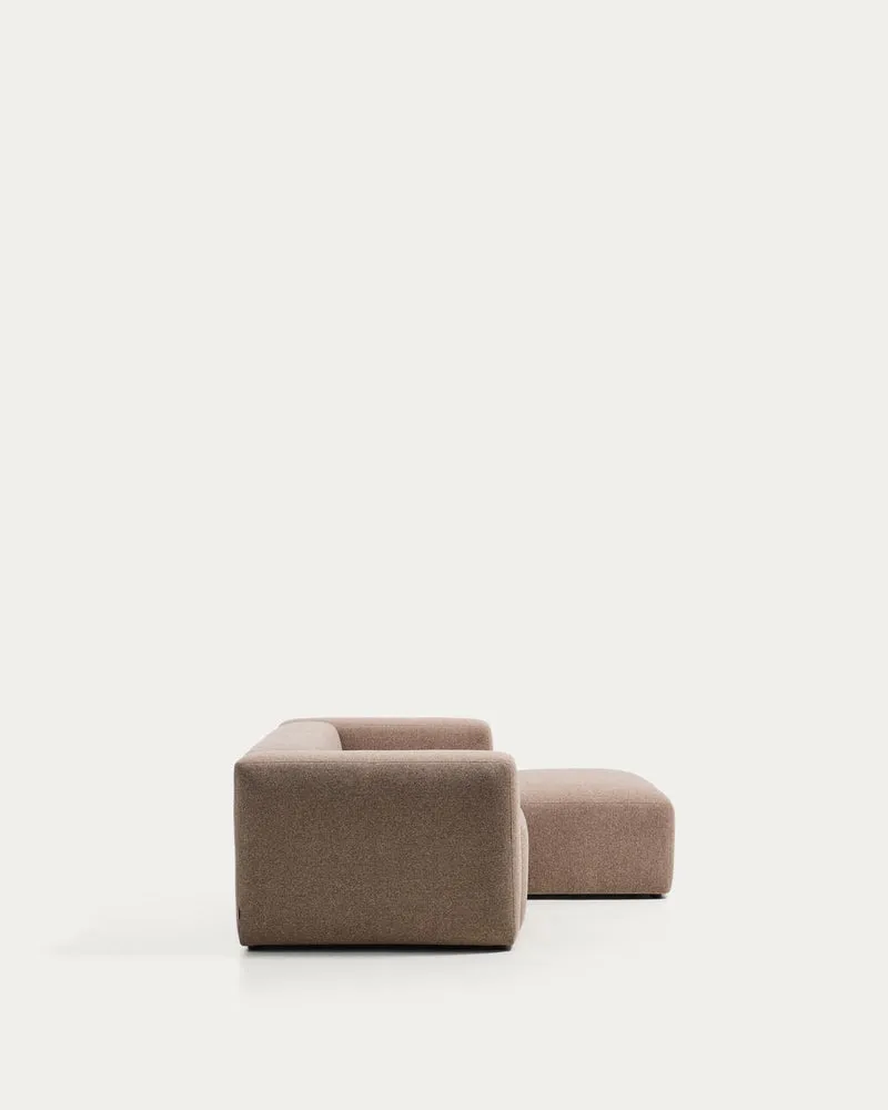 2-Sitzer-Sofa Blok mit Chaiselongue rechts in brauner Chenille, 240 cm, FSC Mix Credit