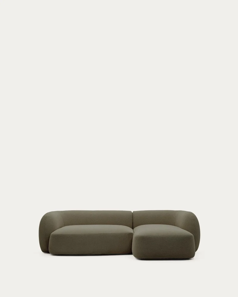 3-Sitzer-Modularsofa Martina mit Chenille und Chaiselongue rechts in Grün 287 cm