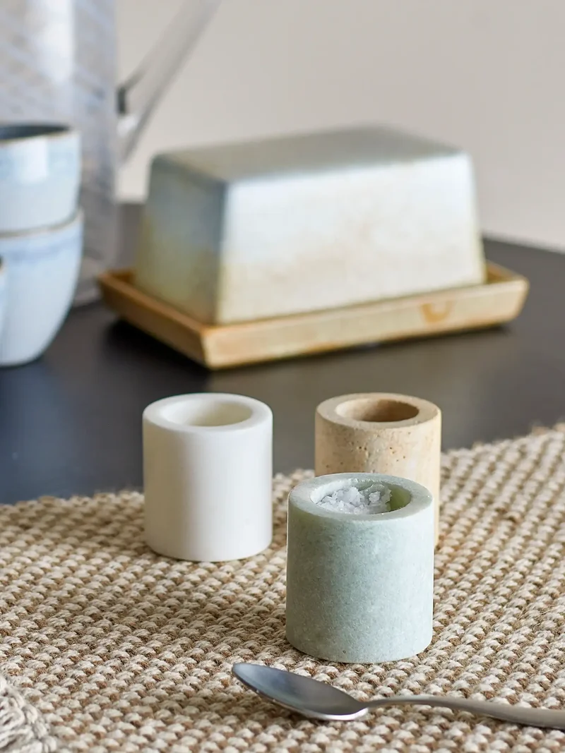 Potje marmer nature Kokui - set van 3