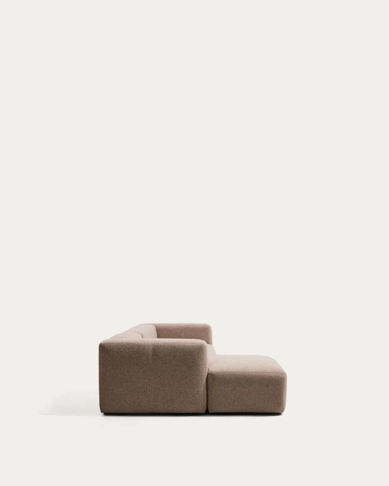 3-Sitzer-Sofa Blok mit Chaiselongue links in brauner Chenille, 300 cm, FSC Mix Credit