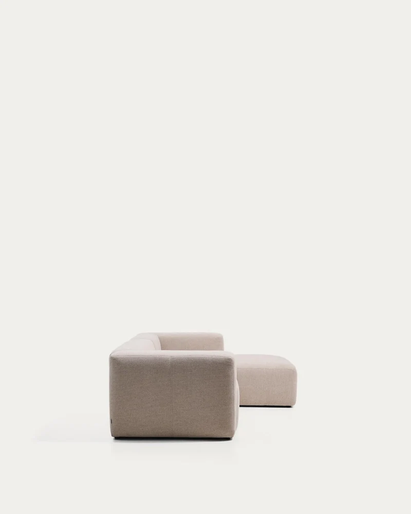 3-Sitzer-Sofa Blok mit Chaiselongue rechts in beiger Chenille, 300 cm, FSC Mix Credit
