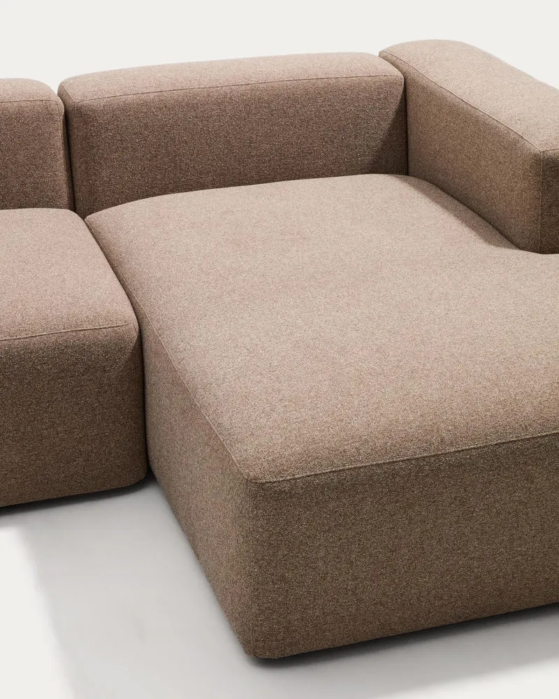 3-Sitzer-Sofa Blok mit Chaiselongue rechts in brauner Chenille, 300 cm, FSC Mix Credit
