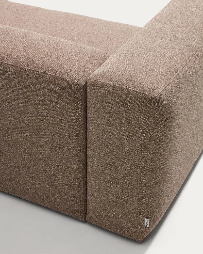 3-Sitzer-Sofa Blok mit Chaiselongue rechts in brauner Chenille, 300 cm, FSC Mix Credit
