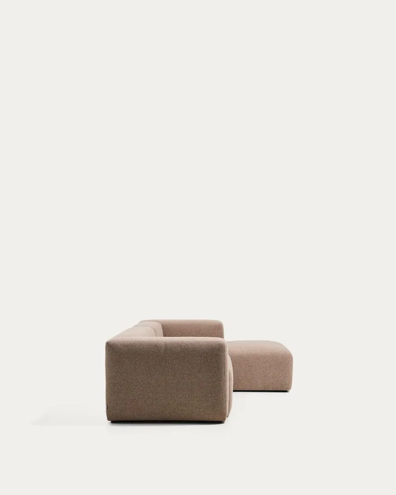 3-Sitzer-Sofa Blok mit Chaiselongue rechts in brauner Chenille, 300 cm, FSC Mix Credit
