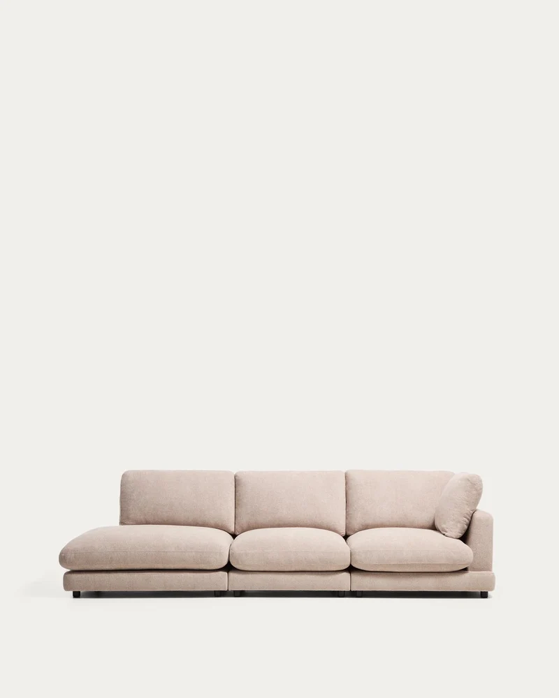 4-Sitzer-Modularsofa Gala mit Randmodul links aus beigem Microbouclé, FSC Mix Credit, 315