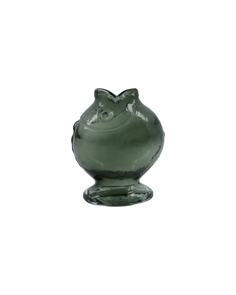 Vaas Fish gerookt glas grijs 17cm