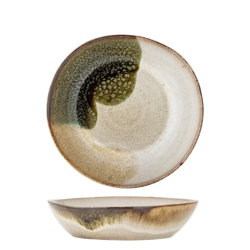 Diep bord aardewerk groen Jules 22cm