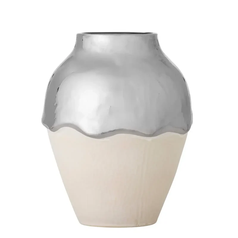 Vaas aardewerk zilver Silvio 20cm