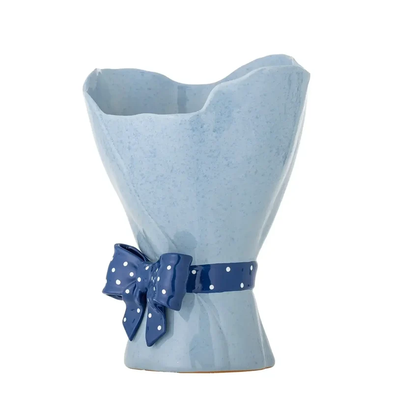 Vaas aardewerk blauw Belivia 28cm
