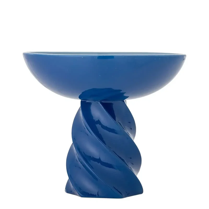Schaal op voet aardewerk blauw Riley 24cm